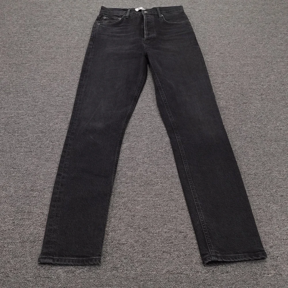 AGOLDE Nico Jeans Womens 27 Black Wash High Rise Slim Straight 27x28 Denim